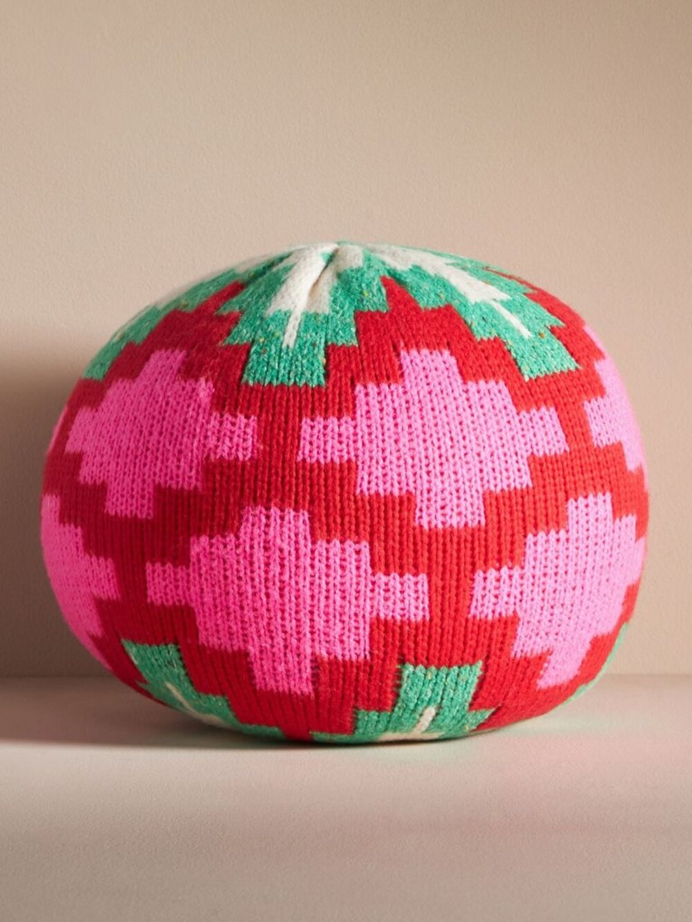 Anthropologie Alpine Knit Sphere Holiday Round Accent Pillow 12"